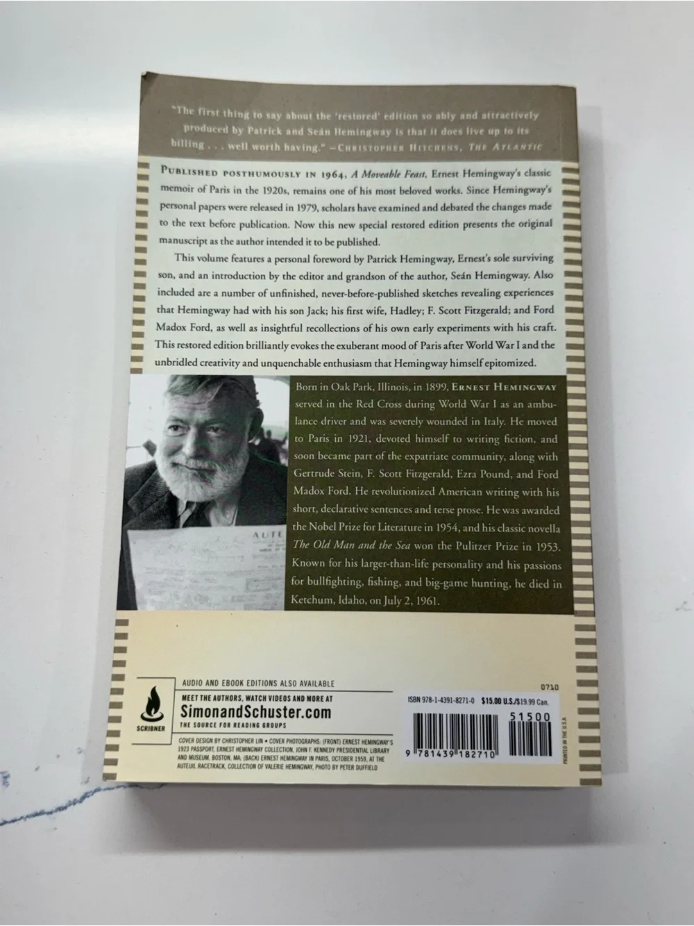 Ernest Hemingway A Moveable Feast: Restored Edition (2010, TPB) Scribner Eng